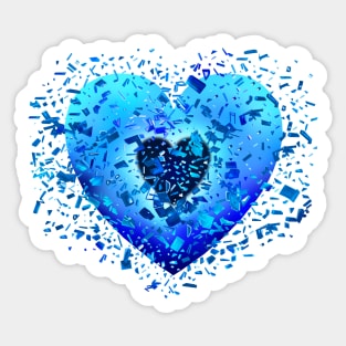 Shattering Ice Blue Heart Sticker